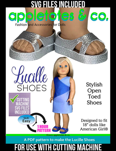 Lucille Shoes 18 Inch Doll Pattern - SVG Files Included