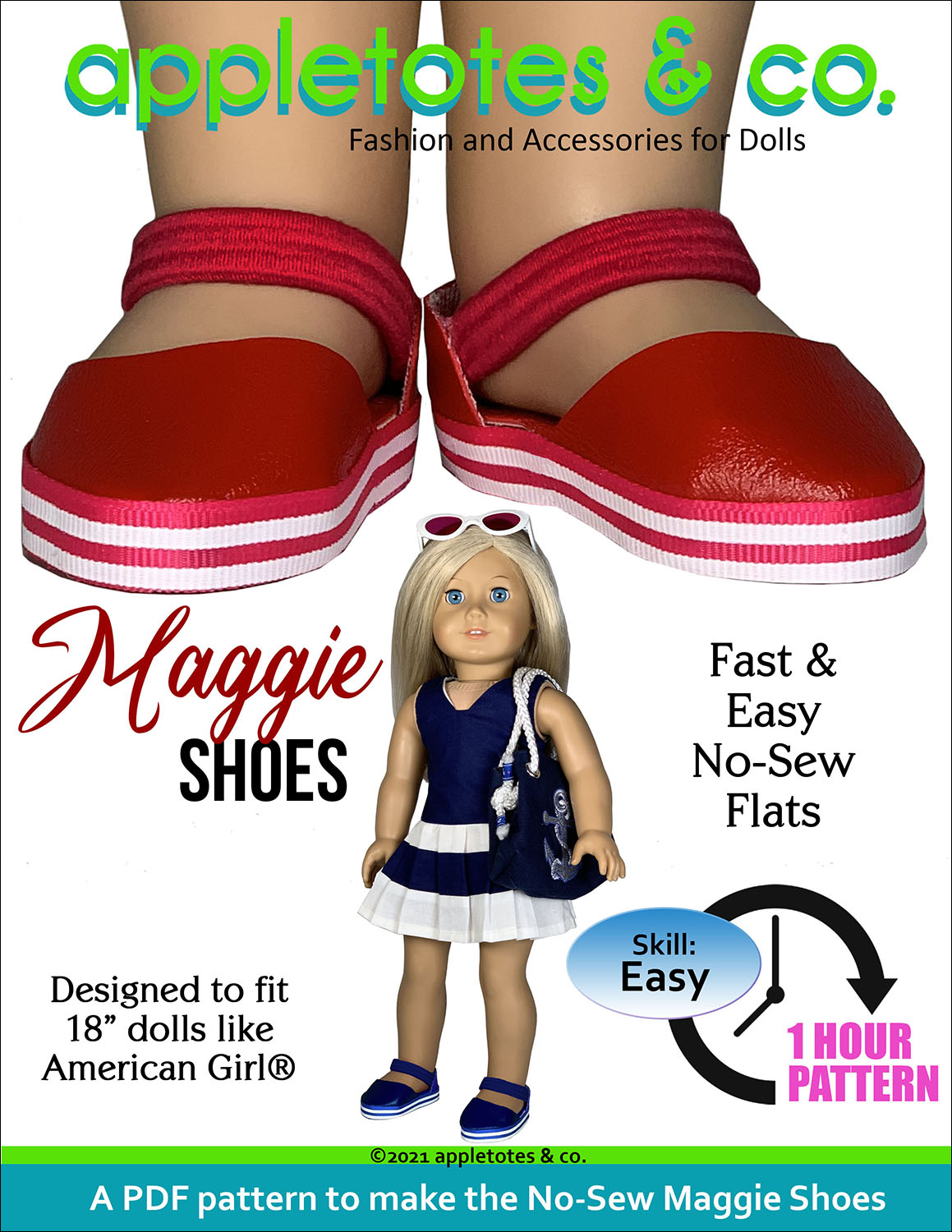 No-Sew Maggie Shoes 18 Inch Doll Pattern