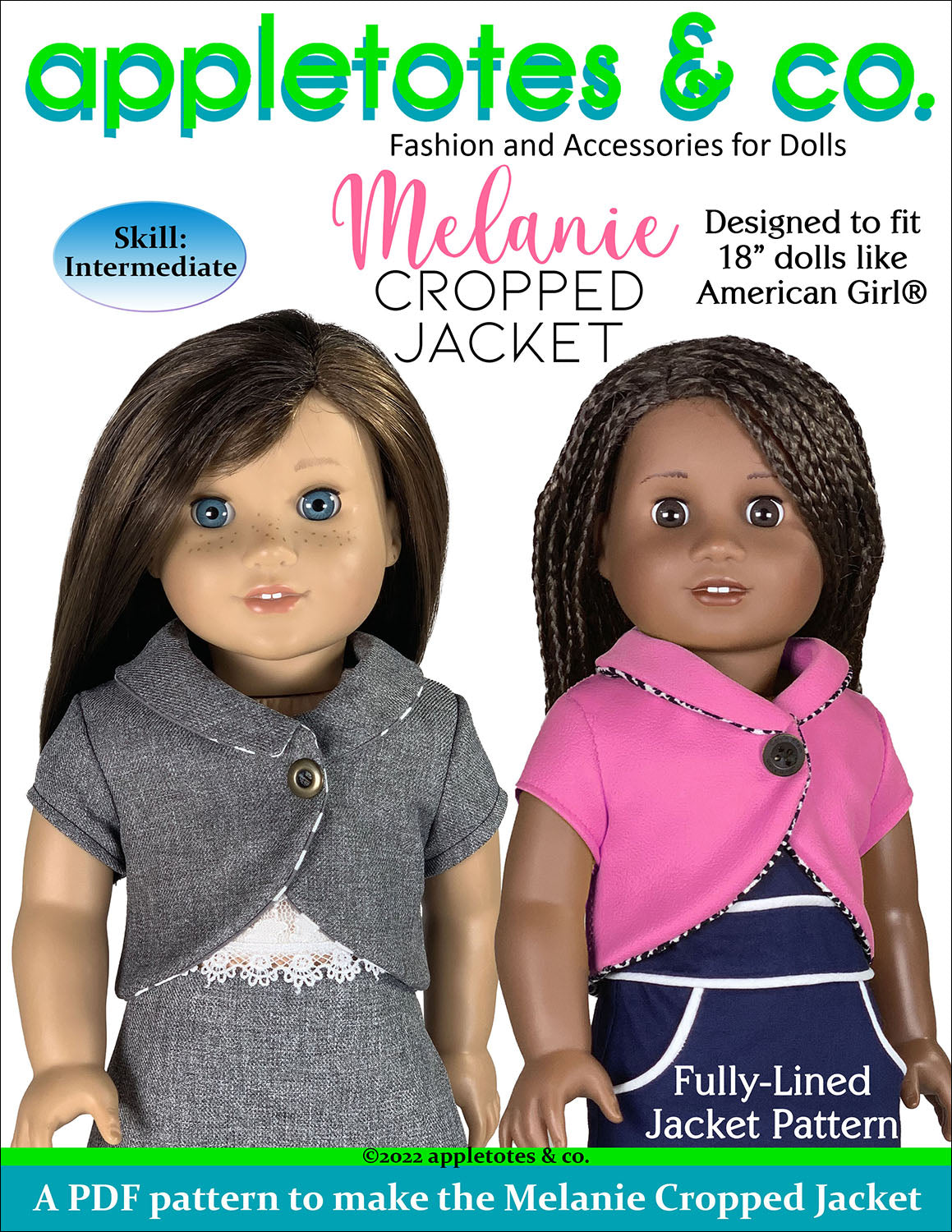 Melanie Cropped Jacket 18 Inch Doll Sewing Pattern