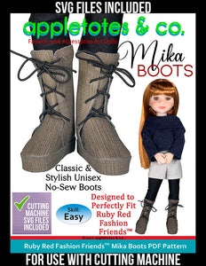 Mika Boots Ruby Red Fashion Friends™ Pattern - SVG Files Included