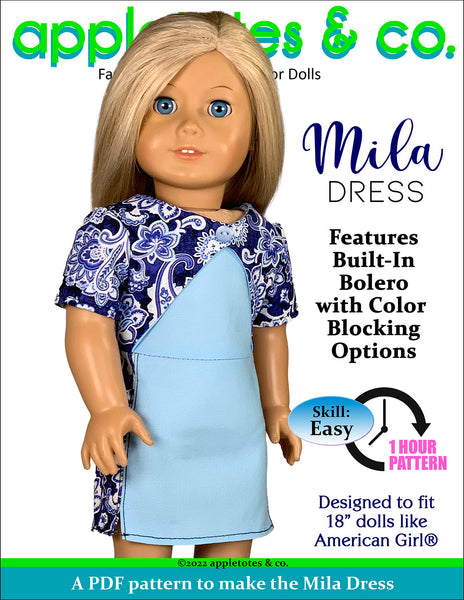 Mila Dress 18 Inch Doll Sewing Pattern