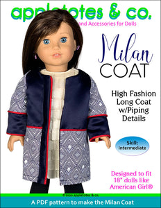 Milan Coat 18 Inch Doll Sewing Pattern