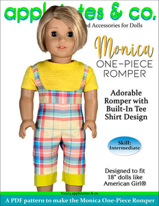 Monica One-Piece Romper 18 Inch Doll Sewing Pattern