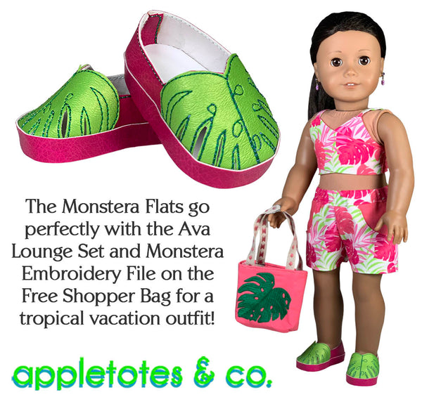 Monstera Flats ITH Embroidery Patterns for 18 Inch Dolls