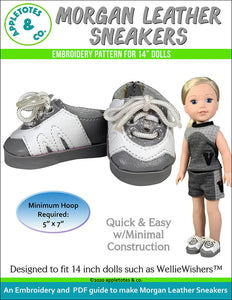 Morgan Leather Sneakers ITH Embroidery Pattern for 14 Inch Dolls