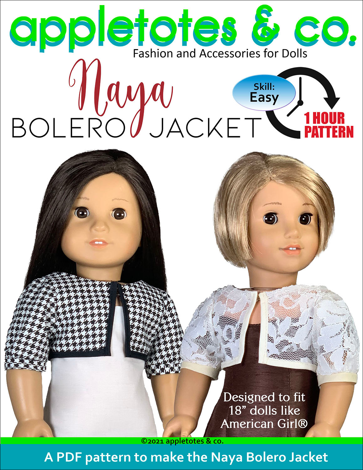 Naya Bolero Jacket 18 Inch Doll Sewing Pattern