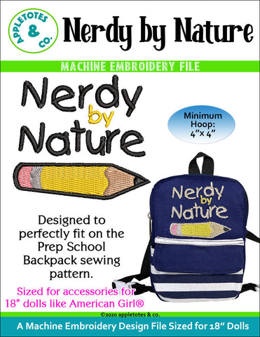 Nerdy by Nature Machine Embroidery File for 18 Inch Dolls