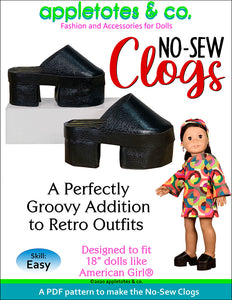 No-Sew Clogs Pattern for 18 Inch Dolls