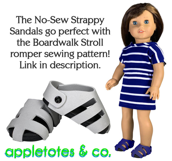 No-Sew Strappy Sandals Sewing Pattern for 18 Inch Dolls - SVG Files Included