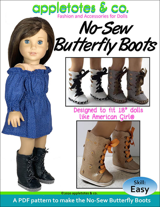 Try the No-Sew Butterfly Boots 18 Inch Doll Pattern