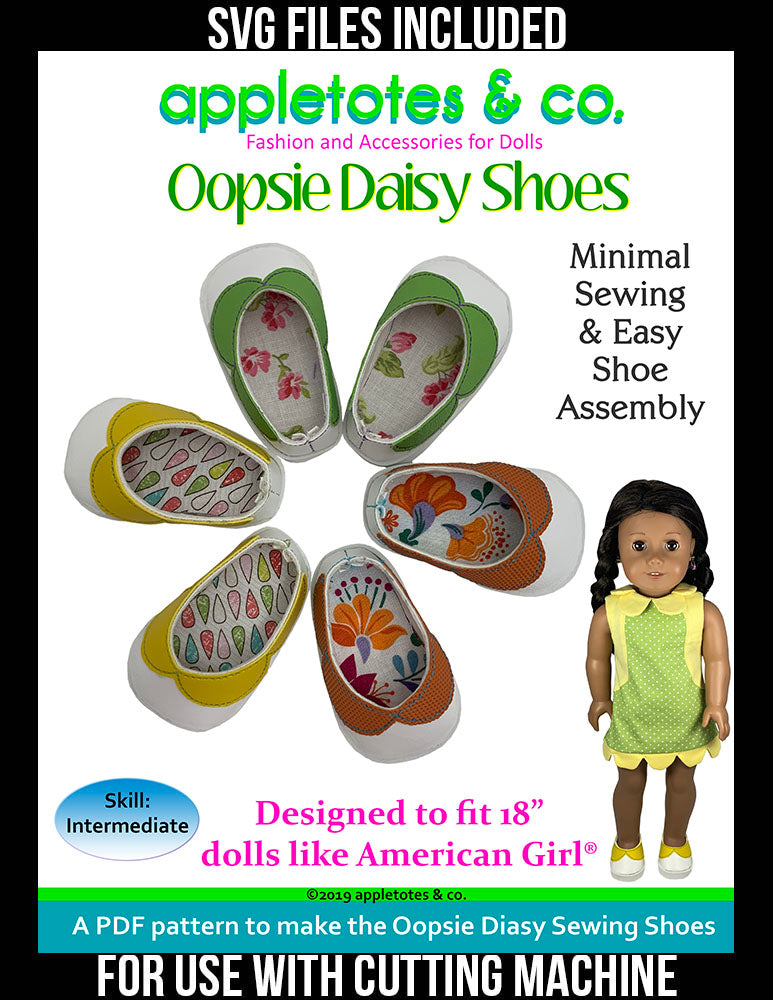 Oopsie Daisy Shoes Sewing Pattern for 18