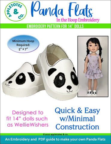 Panda Flats ITH Embroidery Patterns for 14 Inch Dolls