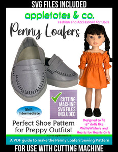 Penny Loafers 14 Inch Doll Sewing Pattern - SVG Files Included