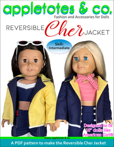 Reversible Cher Jacket 18 Inch Doll Sewing Pattern