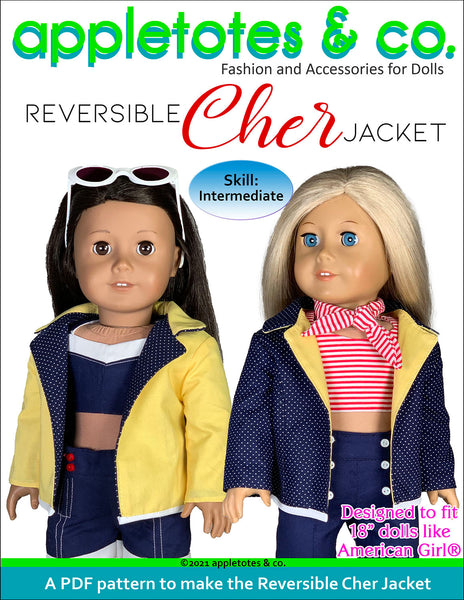 Reversible Cher Jacket 18 Inch Doll Sewing Pattern