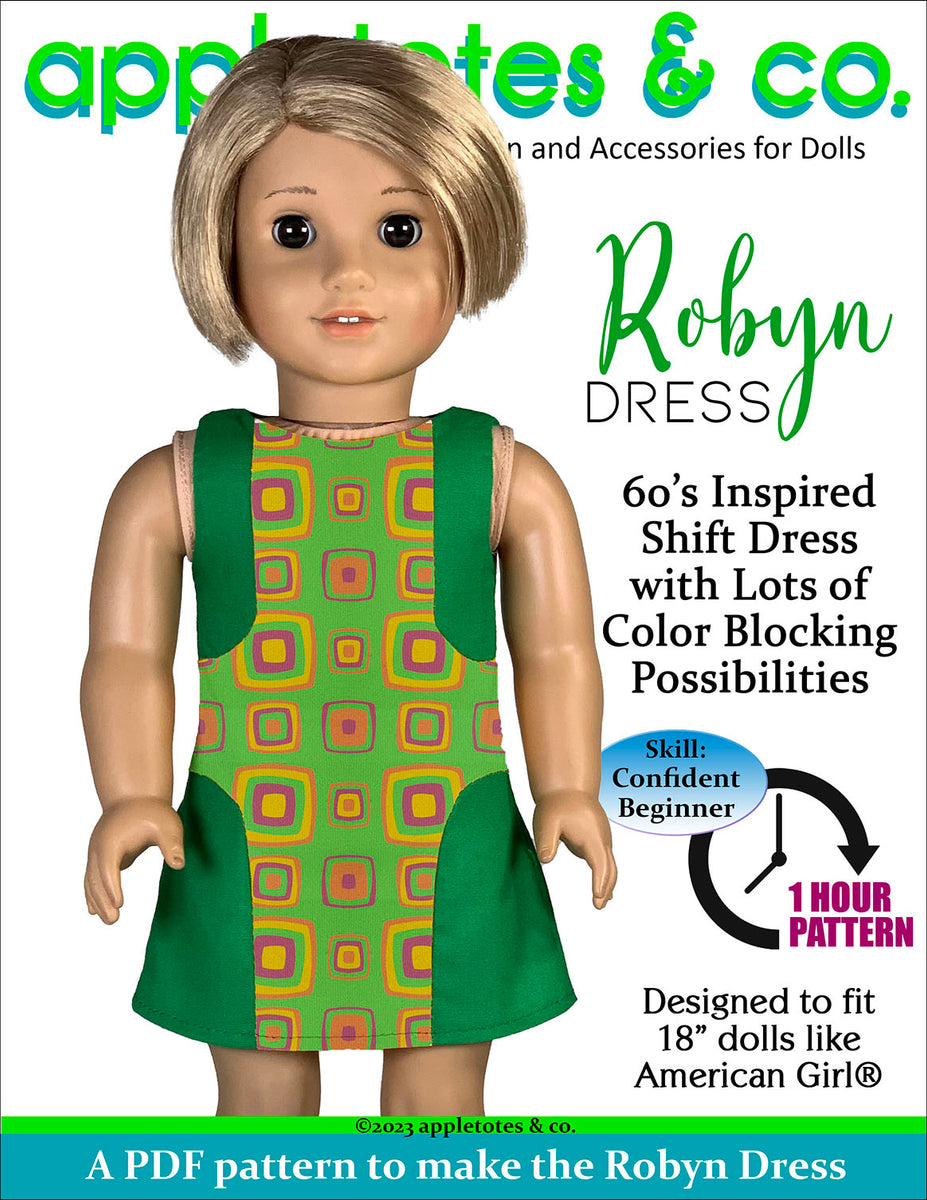 Robyn Dress 18 Inch Doll Sewing Pattern Appletotes & Co.
