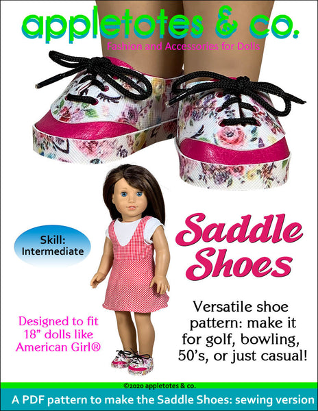 Saddle Shoes Sewing Pattern for 18 Inch Dolls