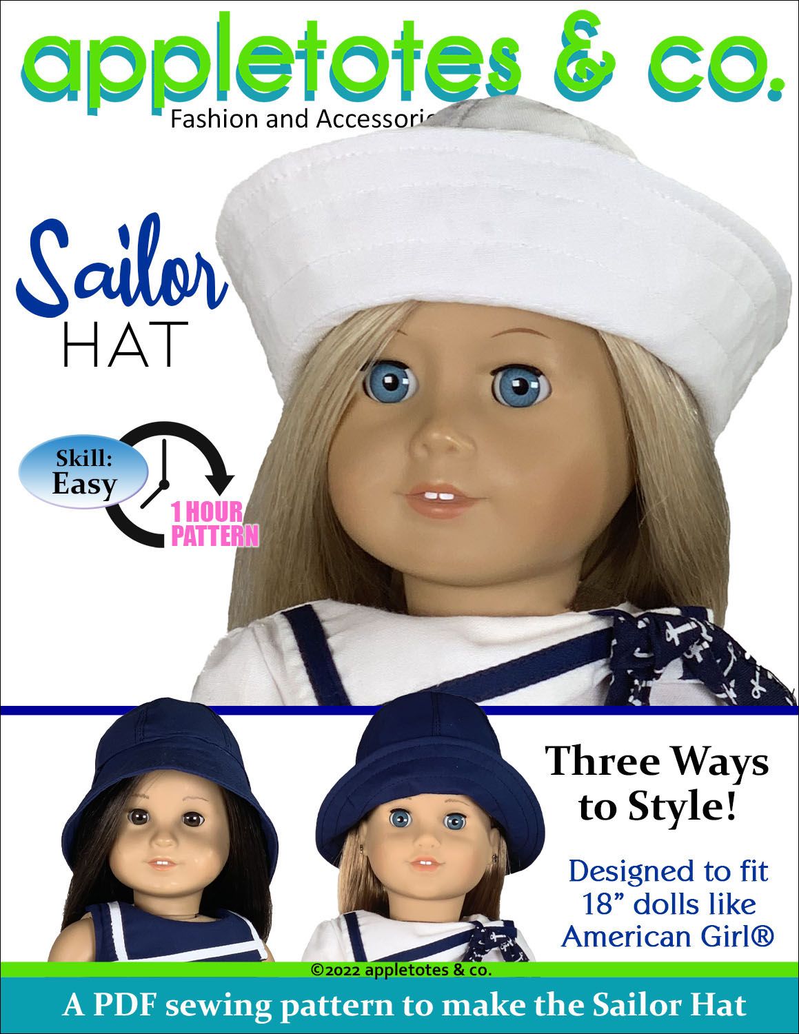 Sailor Hat 18 Inch Doll Pattern