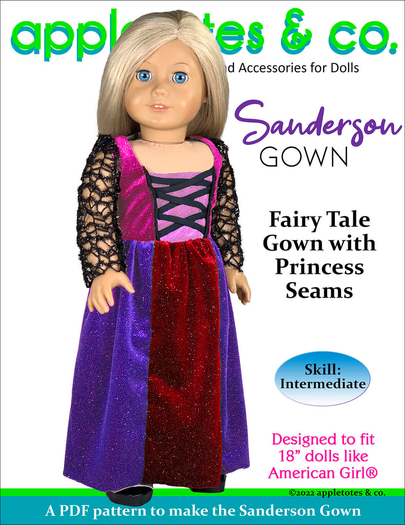 Sanderson Gown 18 Inch Doll Sewing Pattern Appletotes & Co. Sanderson Gown 18 Inch Doll Sewing Pattern Appletotes & Co.