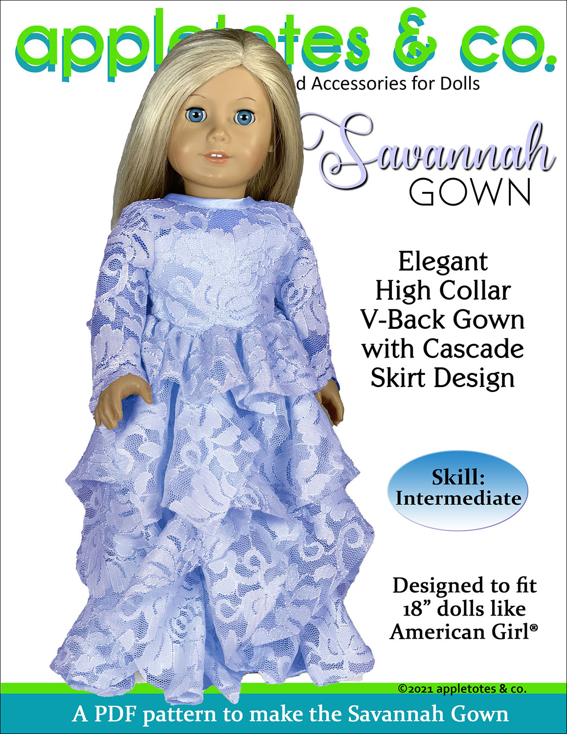 Savannah Gown 18 Inch Doll Sewing Pattern
