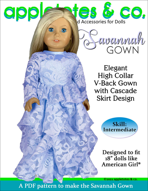 Savannah Gown 18 Inch Doll Sewing Pattern