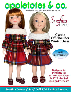 Serefina Dress Sewing Pattern for 14 Inch and 15 Inch Dolls