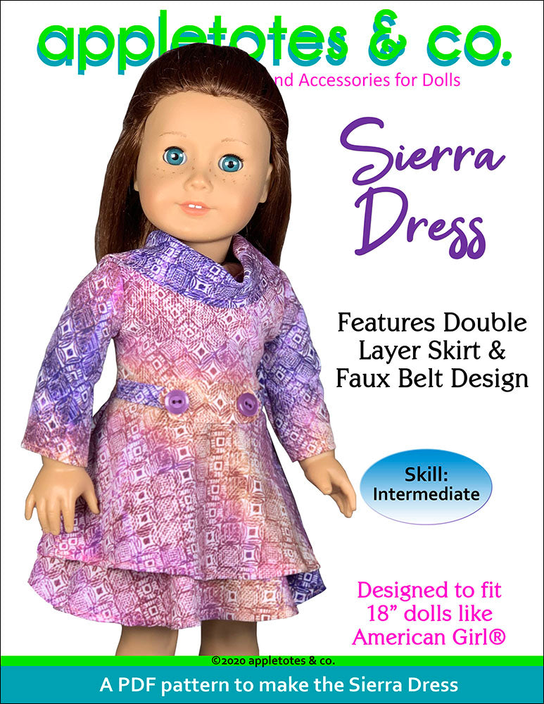 Sierra Dress Sewing Pattern for 18 Inch Dolls Appletotes & Co.
