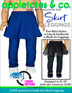 Skirt Leggings 18 Inch Doll Sewing Pattern