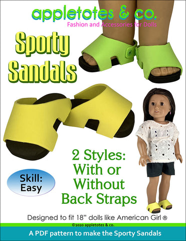Sporty Sandals No-Sew Pattern for 18 Inch Dolls