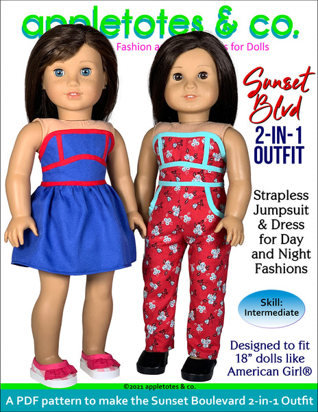 Sunset Boulevard Outfit 18 Inch Doll Sewing Pattern