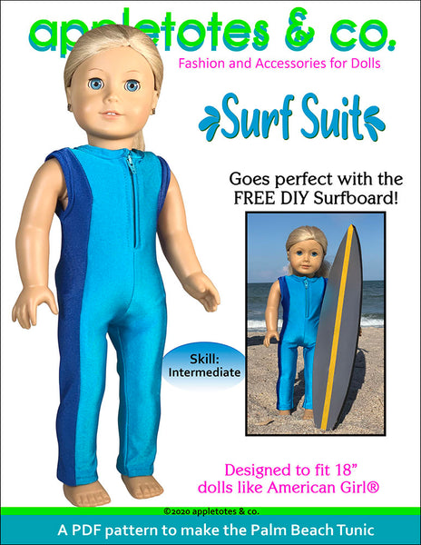 Surf Suit Sewing Pattern for 18 Inch Dolls