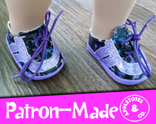 Sydney Leather Sneakers ITH Embroidery Pattern for 18 Inch Dolls