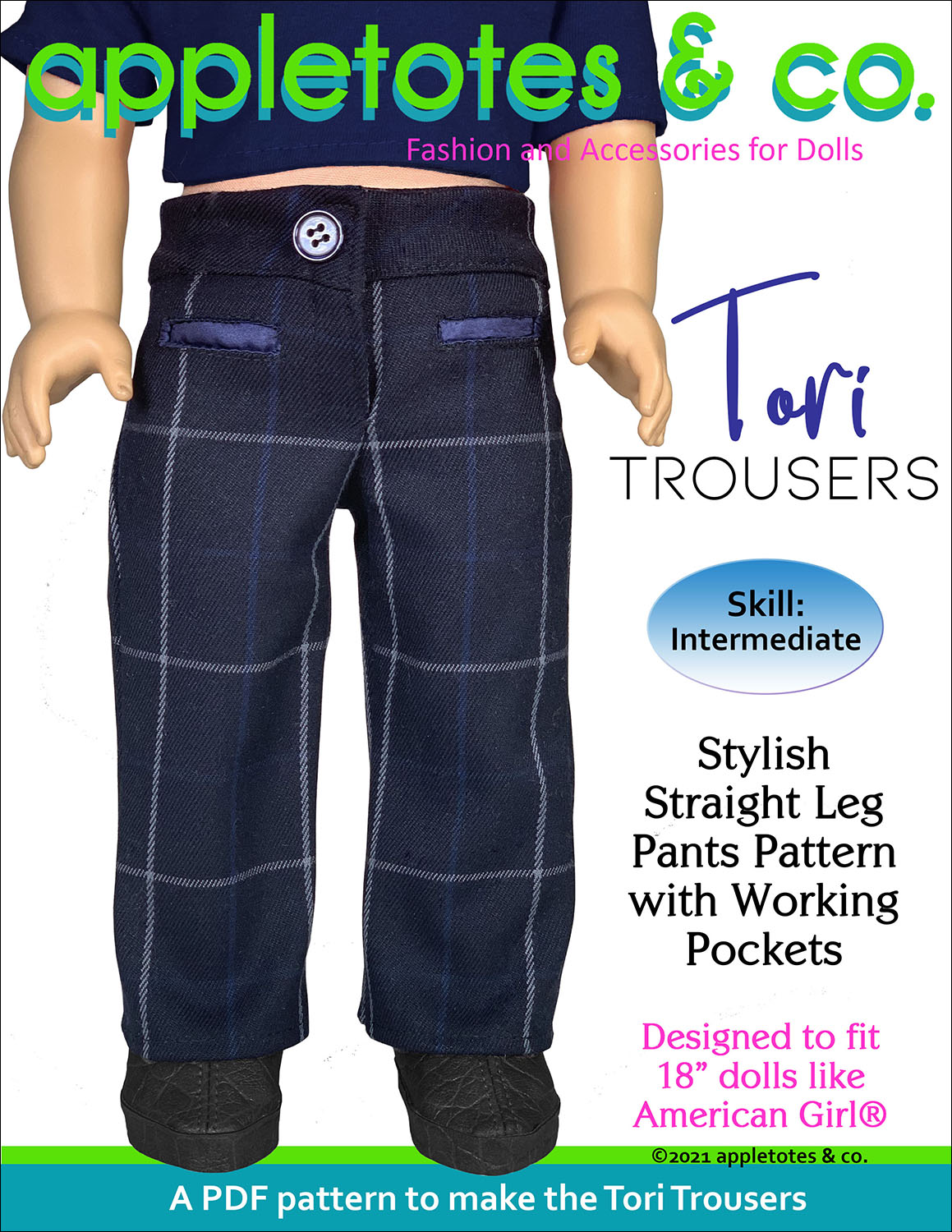 Tori Trousers 18 Inch Doll Sewing Pattern – Appletotes & Co.