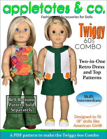 Twiggy 60s Combo 18 Inch Doll Sewing Pattern