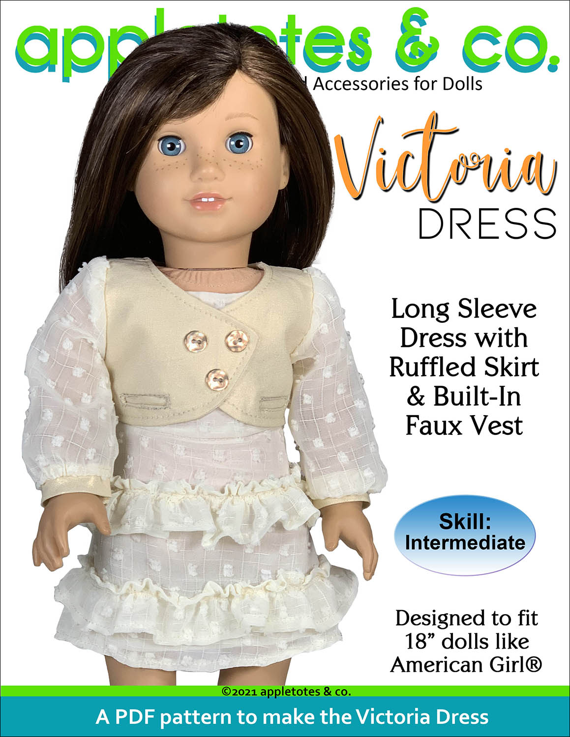 Victoria Dress 18 Inch Doll Sewing Pattern