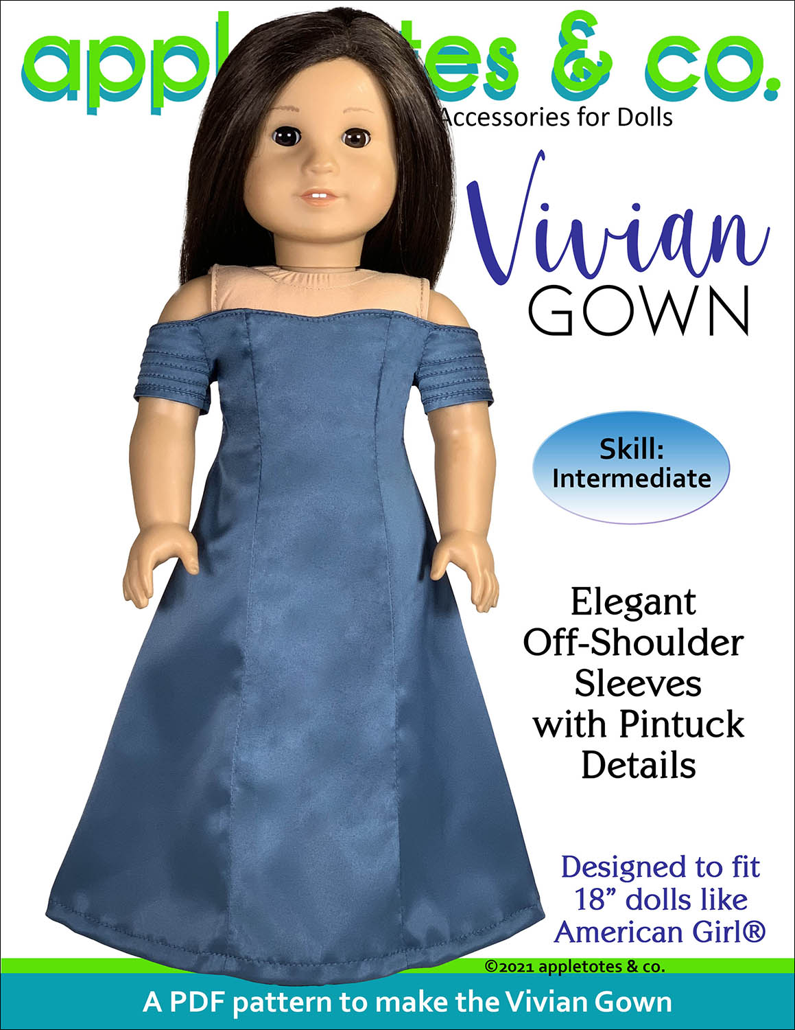 dresses for dolls patterns Classic Style Doll Dress Sewing Pattern 1/2 yard lace for dress Vivian Gown 18 Inch Doll