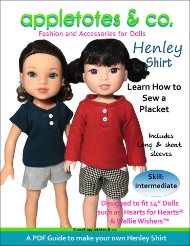 Henley Shirt Sewing Pattern for 14.5" Dolls