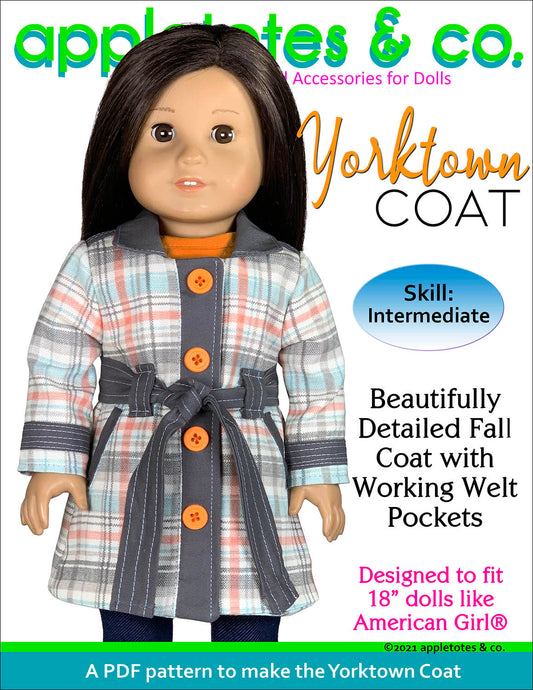 Yorktown Coat 18 Inch Doll Sewing Pattern