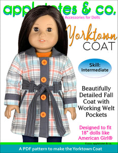 Yorktown Coat 18 Inch Doll Sewing Pattern